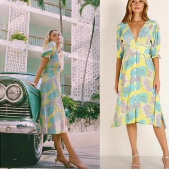 faithfull the brand rafa midi dress FAITHFULL Rafa Dress in Off White Goldie Floral